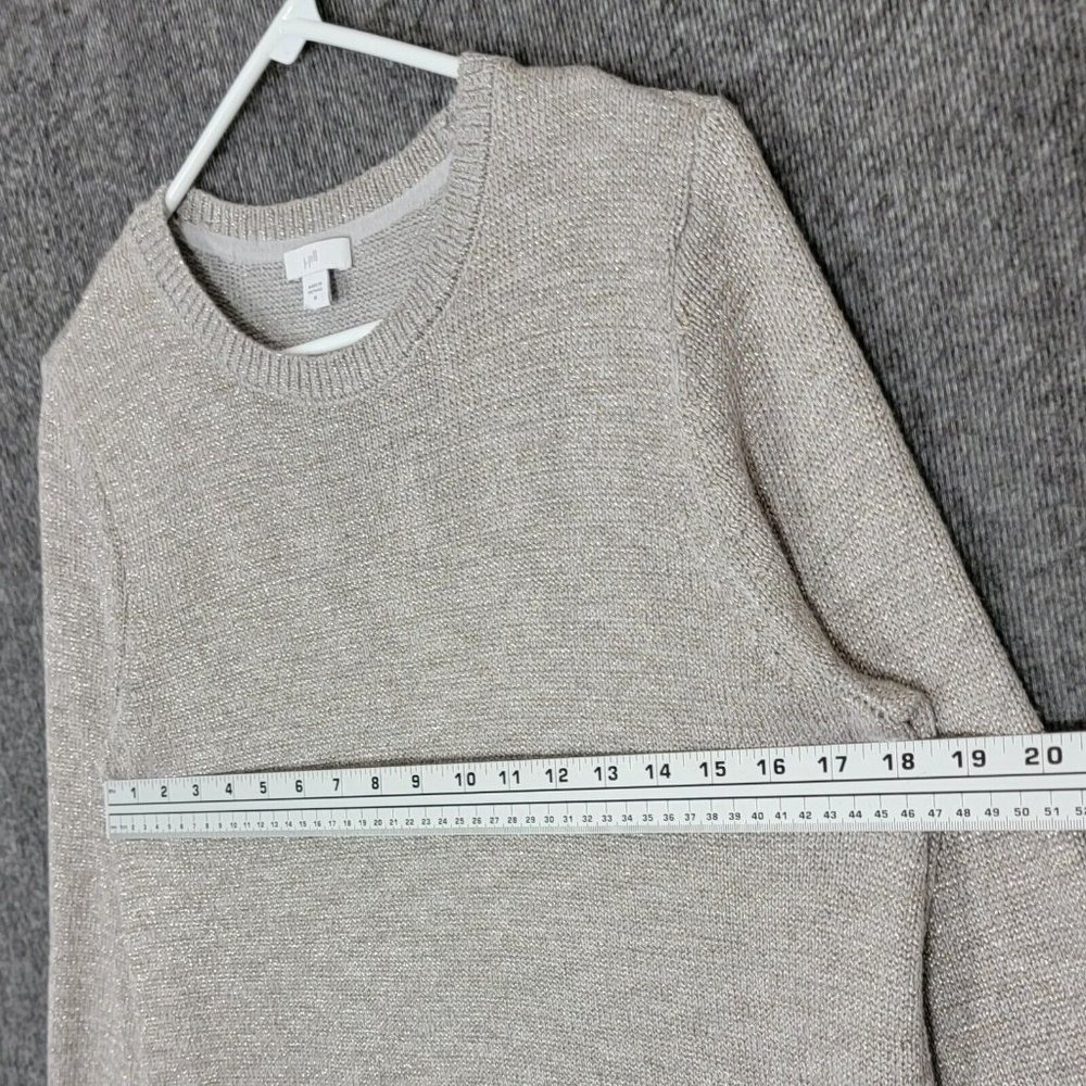 J. JILL Sweater Womens Medium Taupe Metalic Shimmer Long Sleeve Pullover - Picture 5 of 12